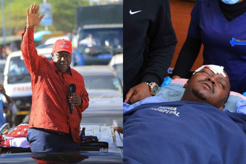 Collage photo of Fred Matiang'i and Wycliffe Siocha.